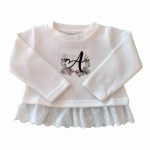 T.SHIRT M/LUNGA FONDO PIZZO T.shirt baby a manica lunga con balzina sul fondo in sangallo.