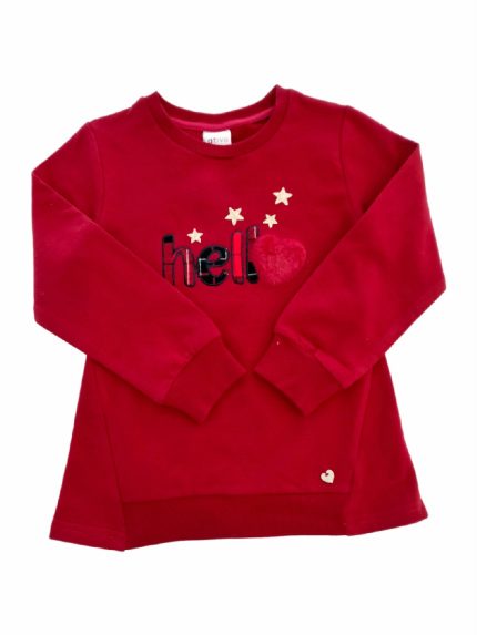 T.SHIRT M/LUNGA HELLO T.shirt girocollo bimba in cotone a manica lunga ricamo e patch HELLO.