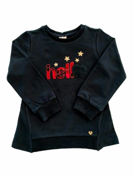 T.SHIRT M/LUNGA HELLO T.shirt girocollo bimba in cotone a manica lunga ricamo e patch HELLO.