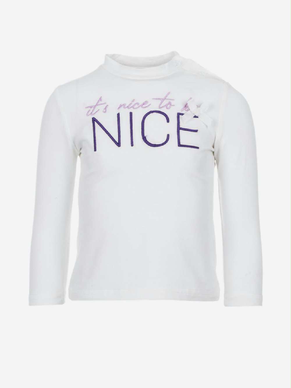 T.SHIRT M/LUNGA NICE C2614 00 T.SHIRT M/LUNGA NICE T.shirt in cotone a manica lunga con scritta ricamata e fiocchetto.