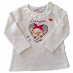 T.SHIRT M/LUNGA ORSETTA CUORE T.shirt in cotone a manica lunga, stampa orsetta cuore, piccola rouche allo scollo.