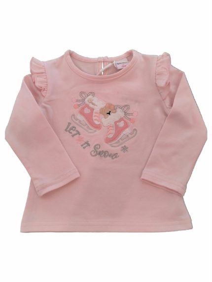 T.SHIRT M/LUNGA PATTINI T.shirt baby in cotone a manica lunga, ricamo PATTINI, piccola rouche al giro manica.