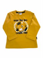 T.SHIRT M/LUNGA PLASTIC FREE T.shirt girocollo in cotone a manica lunga, stampa testo. Colori blu e senape.