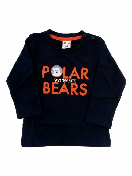 T.SHIRT M/LUNGA POLAR BEARS T.shirt baby in cotone a manica lunga, stampa POLAR BEARS.