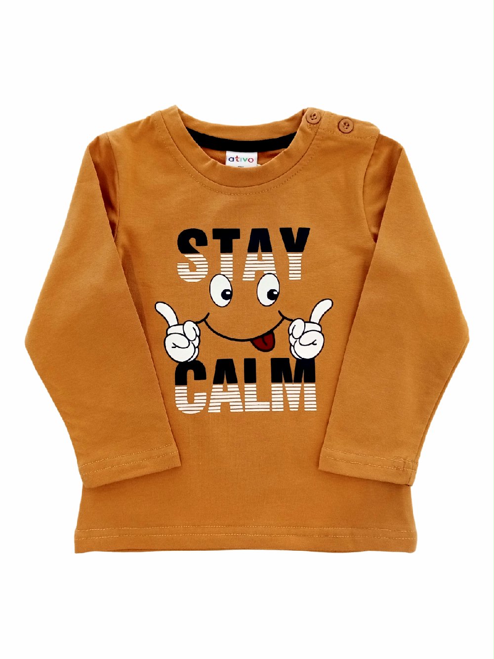 T.SHIRT M/LUNGA STAY CALM YF1181 00 T.SHIRT M/LUNGA STAY CALM T.shirt in cotone a manica lunga, stampa STAY CALM.