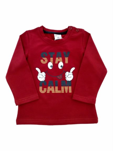 T.SHIRT M/LUNGA STAY CALM T.shirt in cotone a manica lunga, stampa STAY CALM.