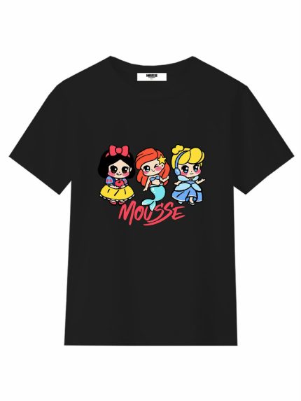 T.shirt manica corta bimba Love Princess T-shirt Bambina 100% Cotone con Stampa Principesse - Look Casual e Divertente Love Princess Mousse Bambina Primavera/Estate