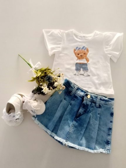 T.shirt manica corta bimba T.shirt da Bambina con Stampa Orsetta - Aggiungi un Tocco di Dolcezza al Suo Look Made in Italy