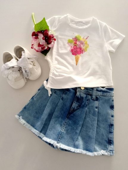 T.shirt manica corta bimba T.shirt da Bambina con Strass U+È - Stile e Comodità per le Piccole Fashioniste Made in Italy