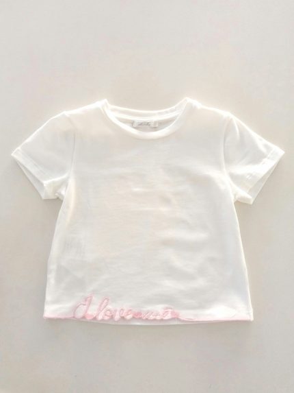 T.shirt manica corta bimba T.shirt da Bambina U+È - Eleganza e Semplicità in Rosa Made in Italy