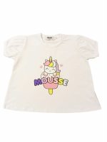 T.shirt manica corta bimba Unicorno T.shirt Bambina Manica Corta con Stampa Unicorno - Mousse Kids Made in Italy Mousse Bambina Primavera/Estate