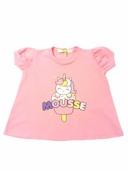 T.shirt manica corta bimba Unicorno T.shirt Bambina Manica Corta con Stampa Unicorno - Mousse Kids Made in Italy Mousse Bambina Primavera/Estate