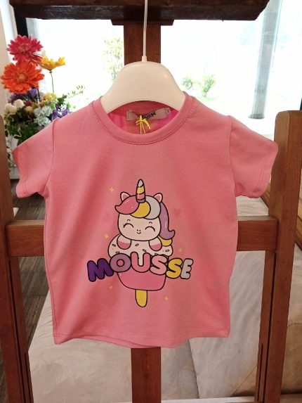 T.shirt manica corta bimba Unicorno T.shirt Bambina con Stampa Unicorno - Stile e Magia Made in Italy. Made in Italy Mousse Bambina Primavera/Estate Unicorno