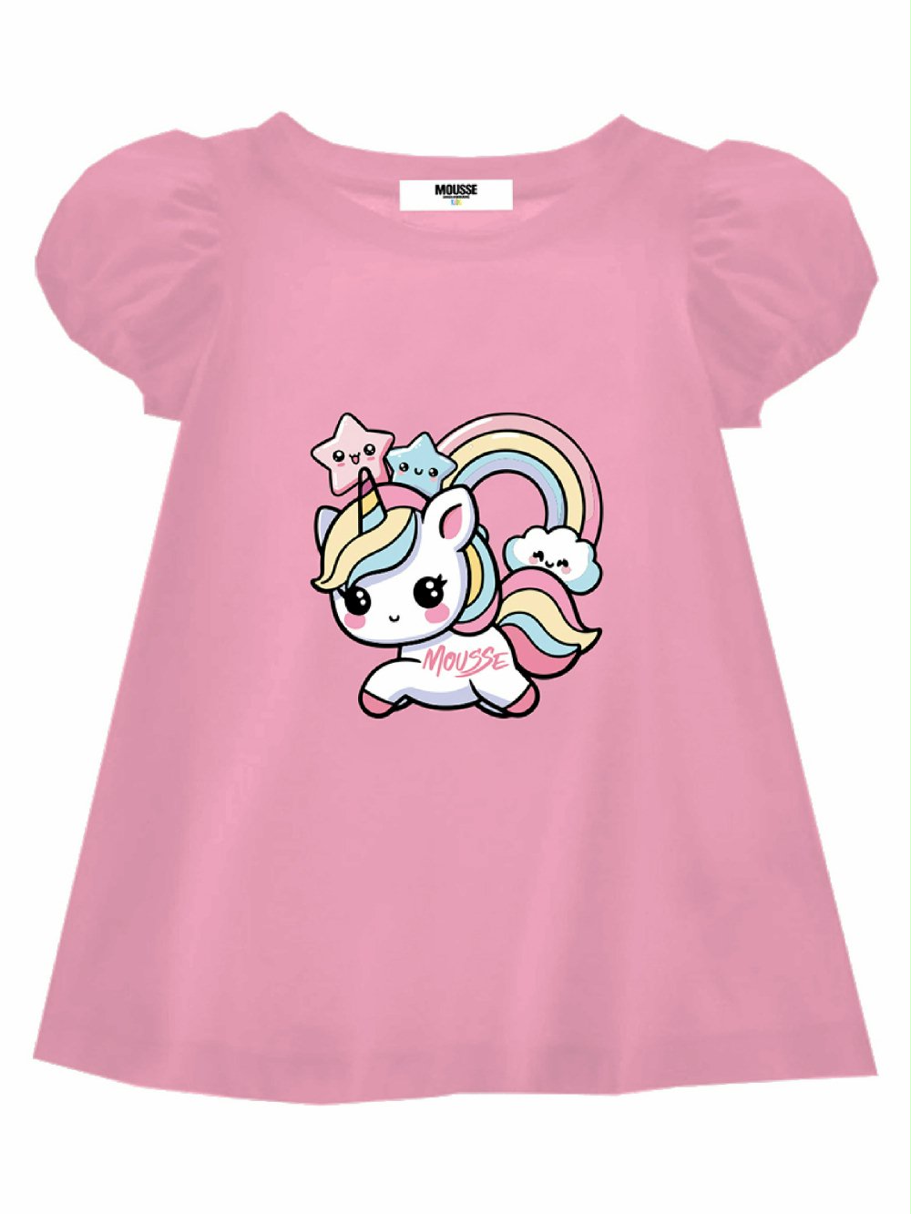 T-shirt manica corta bimba Unileo SKTPN372P Mousse Bambina Primavera/Estate Unileo 00 T-shirt manica corta bimba Unileo Maxi T-shirt Bambina con Maniche a Palloncino e Stampa Unileo - 100% Cotone Mousse Bambina Primavera/Estate Unileo
