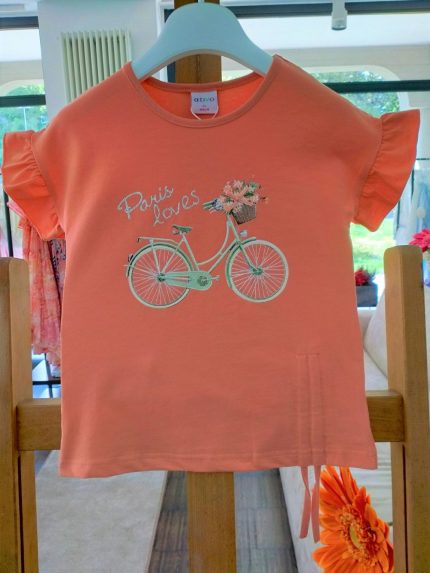T.shirt manica corta Fields Of Flowers T.shirt girocollo stampata in cotone stretch, manica corta a volant.
