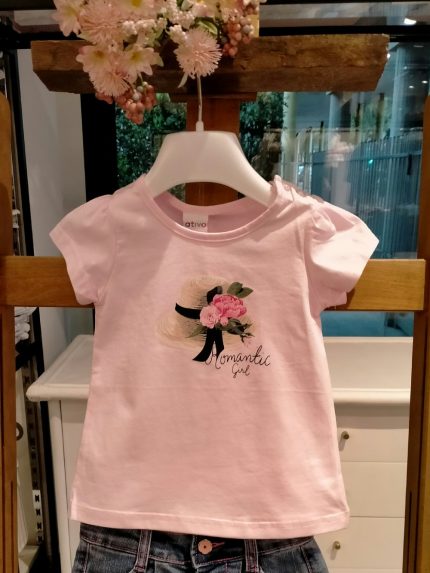 T.shirt manica corta La Vie En Rose T.shirt stampata in cotone elasticizzato, maniche corte, apertura a bottoncini sulla spalla fino alla taglia 18 mesi.