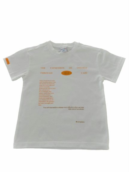 T.shirt manica corta T.shirt stampa testo a maniche corte in cotone stretch.