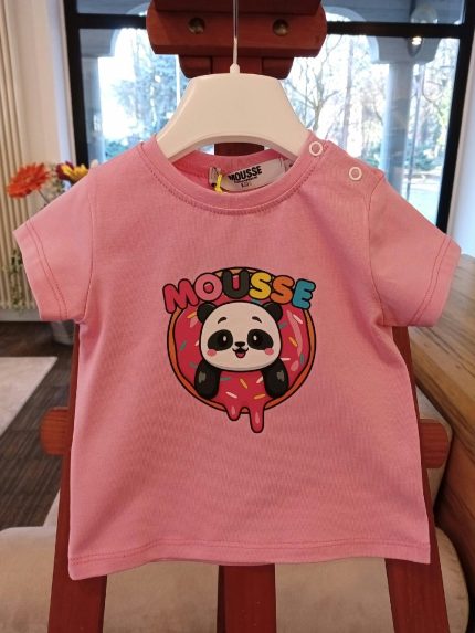 T.shirt manica corta neonata Panda T.shirt neonata a manica corta con stampa Panda - 100% Cotone, Made in Italy Made in Italy Mousse Bambina Primavera/Estate Panda