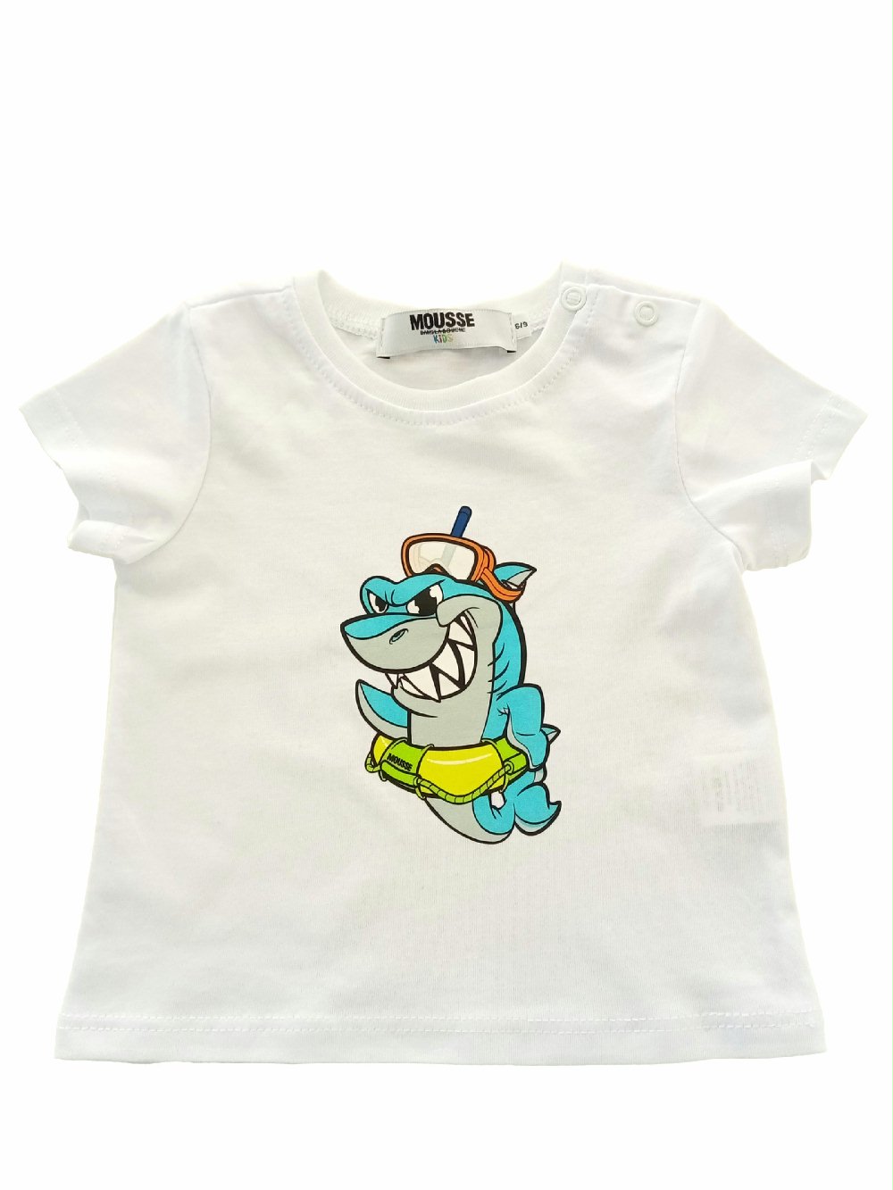 T.shirt manica corta neonato Save Shark YKNTS345 Made in Italy Mousse Bambino Primavera/Estate 00 T.shirt manica corta neonato Save Shark Mousse Kids - T.shirt Neonato con Stampe Divertenti Made in Italy Mousse Bambino Primavera/Estate
