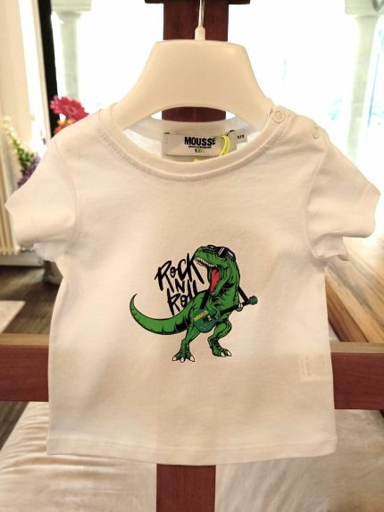 T.shirt manica corta neonato T.Rock T.shirt Neonato Mousse Kids - Stampa Dinosauro - Comfort e Stile Made in Italy Made in Italy Mousse Bambino Primavera/Estate