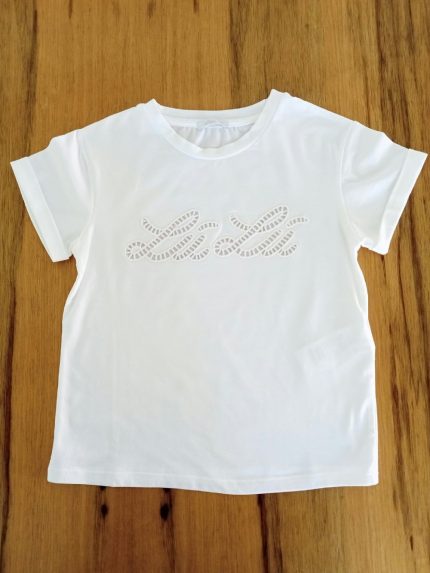 T.shirt manica corta ragazza T.shirt in Jersey Stretch con Logo Ricamato - Made in Italy Made in Italy