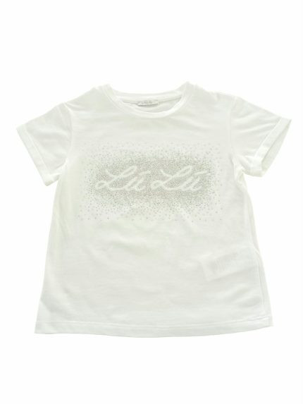 T.shirt manica corta ragazza T.shirt Lù-Lù con Logo Glitterato - Made in Italy Made in Italy