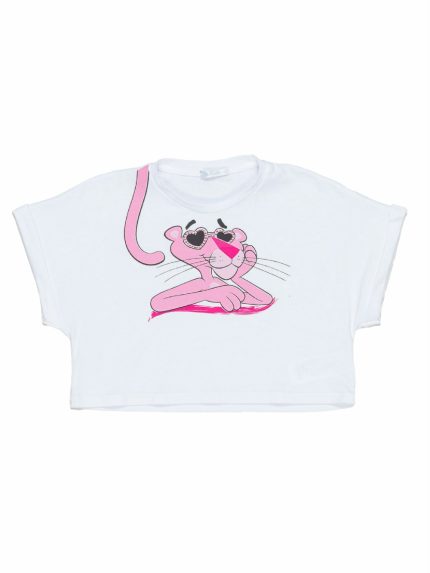 T.shirt manica corta ragazza T.shirt Corta "Pantera Rosa" Lù-Lù - Stile Sporty Chic per Bambine e Ragazze Made in Italy Pantera Rosa