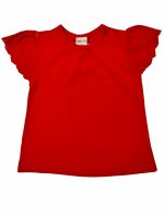 T.shirt manica corta Retro Summer T.shirt in cotone stretch con graziosa manichina corta ad aletta in sangallo, bottoncini sulla spalla per indosso facilitato.