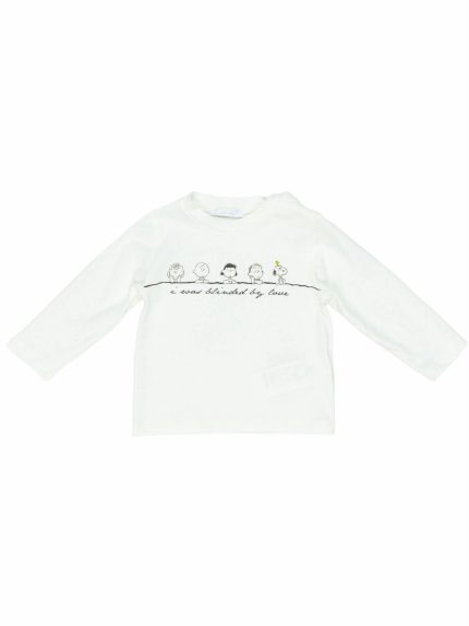 T.shirt manica lunga baby T.shirt in cotone elasticizzato a manica lunga, stampa Peanuts sul davanti. Made in Italy