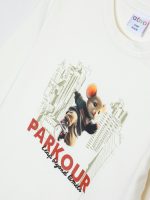 T-shirt manica lunga bimbo T-shirt stampata a manica lunga Ativo Kids in cotone stretch 12-36 mesi Back to School