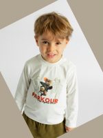 T-shirt manica lunga bimbo T-shirt stampata a manica lunga Ativo Kids in cotone stretch 12-36 mesi Back to School