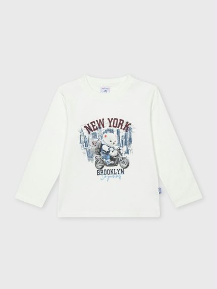 T-shirt manica lunga bimbo T-shirt stampata a manica lunga per bimbo in cotone stretch |Ativo Kids 6-36 mesi Back to School