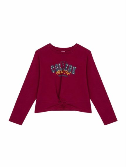 T-shirt manica lunga ragazza Ativo Kids Junior - t-shirt stampata a manica lunga con motivo arricciato frontale, bambina/ragazza 4-12 anni Back to School