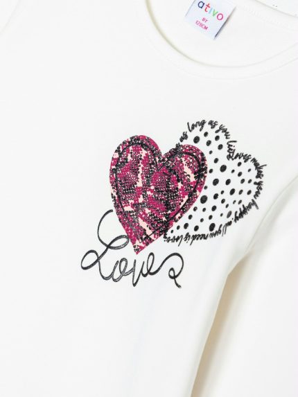 T-shirt manica lunga ragazza Ativo Kids Junior - t-shirt stampata a manica lunga in cotone invernale, bambina/ragazza