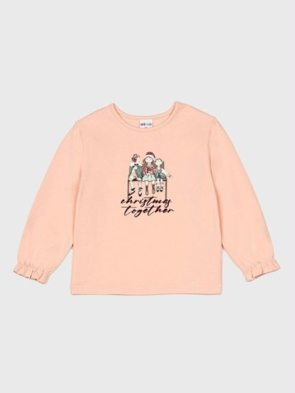 T.shirt maniche lunghe bimba T.Shirt Bimba a Manica Lunga con Stampa Natalizia - Perfetta per le Feste