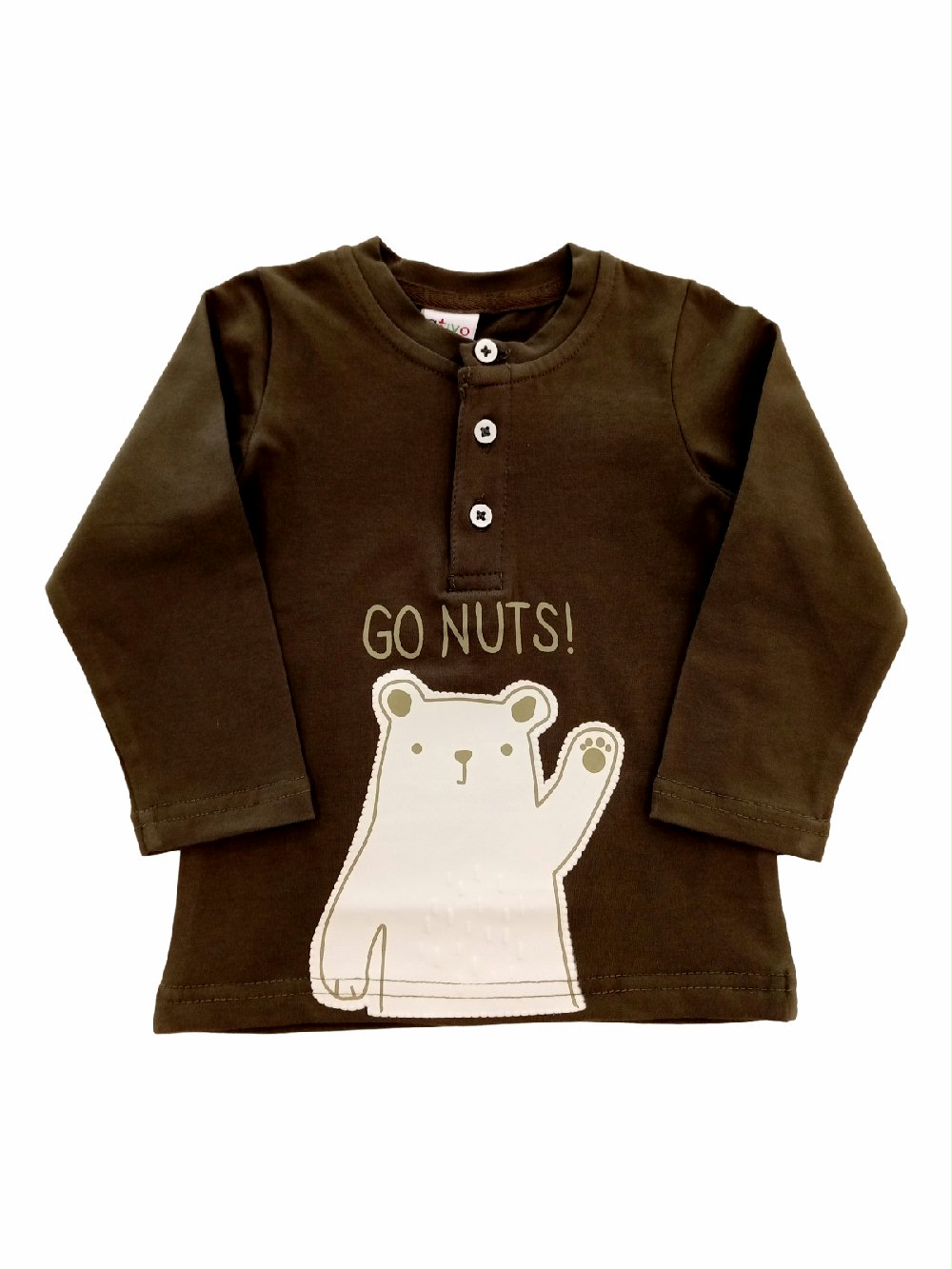 T.SHIRT SERAFINO M/LUNGA YF1186 00 T.SHIRT SERAFINO M/LUNGA T.shirt baby in cotone a manica lunga, modello serafino, stampa orsetto.
