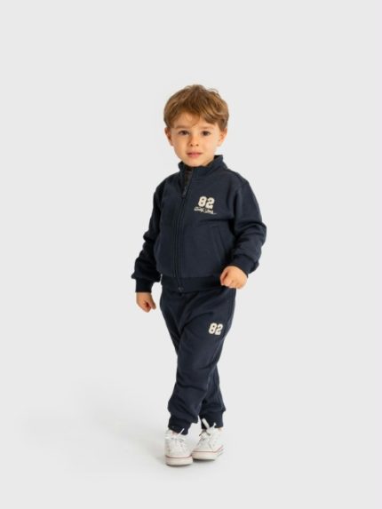 Tuta sportiva bimbo Tuta in felpa di cotone stretch Ativo Kids 12-36 mesi, composta da felpa zippata e pantaloni con elastico in vita Back to School