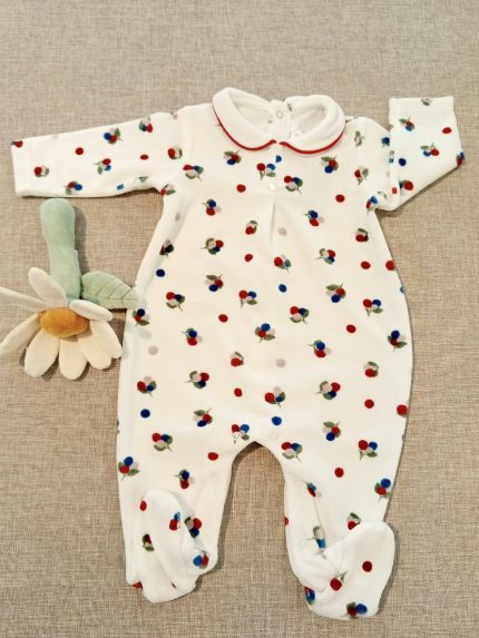Tutina ciniglia neonata Tutina Neonata in Ciniglia Stampata con Piedini - Morbidezza e Comfort per Natale