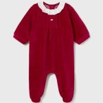 Tutina con piedini neonata Tutina in Ciniglia per Neonata con Colletto a Corolla - Comoda e Morbida