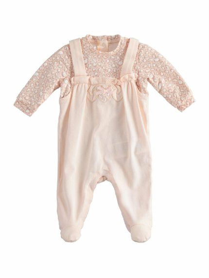 TUTINA INTERA ANIMALIER MINIBANDA - Tutina intera con piedini e fiocco, stampa animalier.