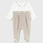 Tutina velour neonato Tutina Manica Lunga Neonato in Velour con Colletto Camicia - Eleganza e Comfort