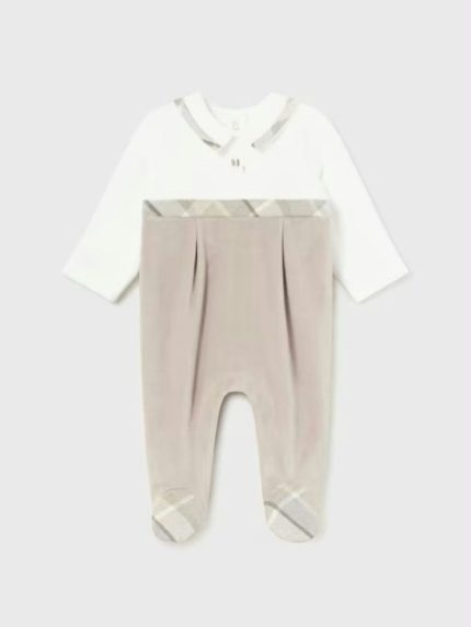 Tutina velour neonato Tutina Manica Lunga Neonato in Velour con Colletto Camicia - Eleganza e Comfort