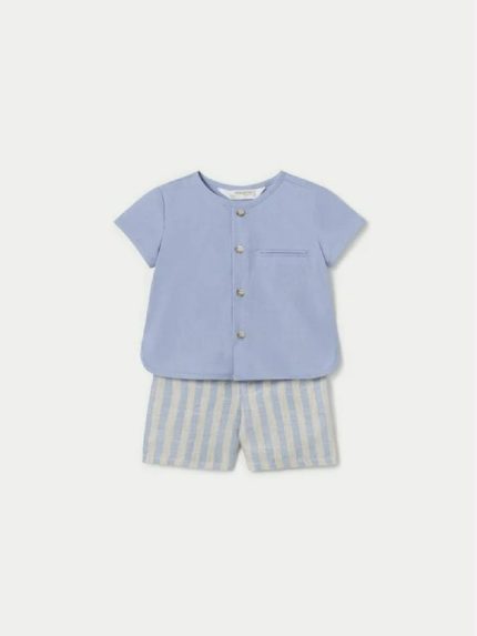 Completo due pezzi corto neonato Completo Neonato Mayoral in Cotone e Lino con Camicia e Pantaloncini